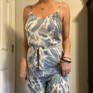 Blue and white jump suit